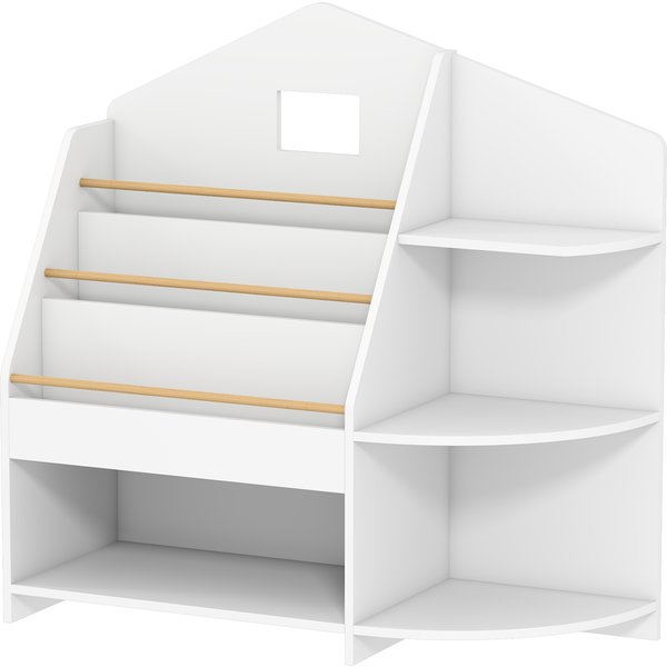 Aiyaplay ÉTagèRe Pour Enfants Avec 7 éTagèRes Pour Livres, Jouets, Bords Arrondis, Supporte 40 Kg, Blanc-image