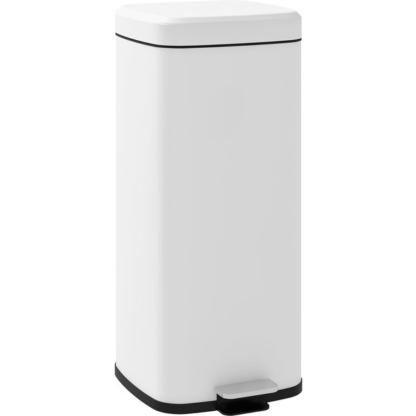 HOMCOM Trash Bin 30 L, Soft-Close Lid, Fingerprint-Resistant, Foot Pedal, Metal/Plastic, 28 x 35 x 63.5 cm, White | Aosom Ireland