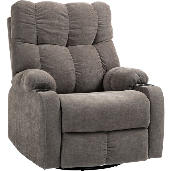 HOMCOM Recliner with Footrest, Reclining Chair, Swivel, up to 150 kg, Steel Frame, 88x96x108cm, Light Brown | Aosom Ireland