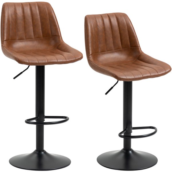 HOMCOM Retro-style 2-Pack Bar Stools with Footrest, Height-Adjustable, 43 cm x 49.5 cm x 111 cm | Aosom Ireland