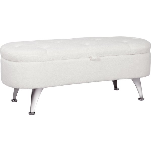 HOMCOM Storage Bench with Lid and Metal Legs for Living Room, Bedroom, Hallway, White | Aosom Ireland