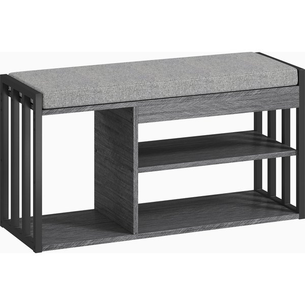 HOMCOM Shoe rack with bench, hallway shoe shelf, 3-tier shoe cabinet for hallway, entryway, living room, bedroom, Gray | Aosom Ireland