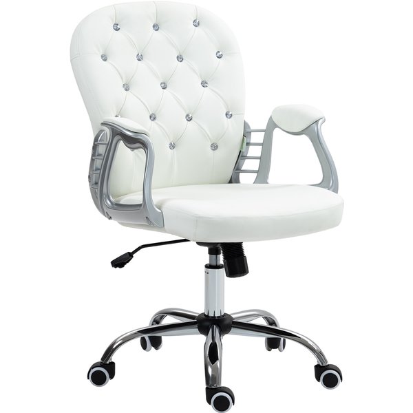Vinsetto Office chair, Ergonomic desk chair with armrest, Padded backrest White | Aosom Ireland