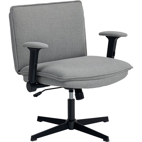 HOMCOM Office chair with flip-up armrests, wide desk chair in linen-effect, height-adjustable, steel base, Grey | Aosom Ireland