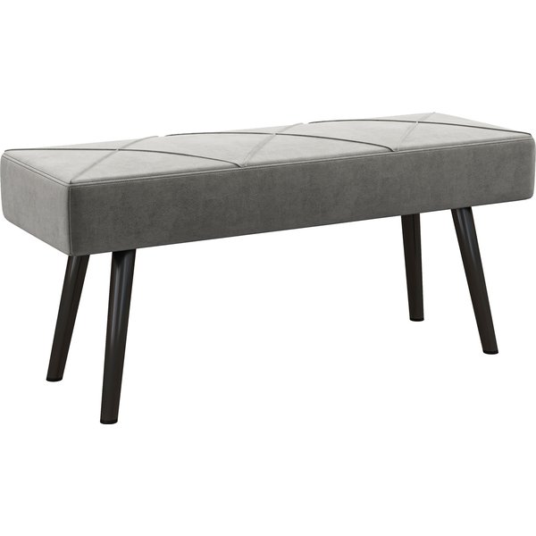 HOMCOM Upholstered Bench, Velvet Effect, 100 x 36 x 45 cm, Grey | Aosom Ireland