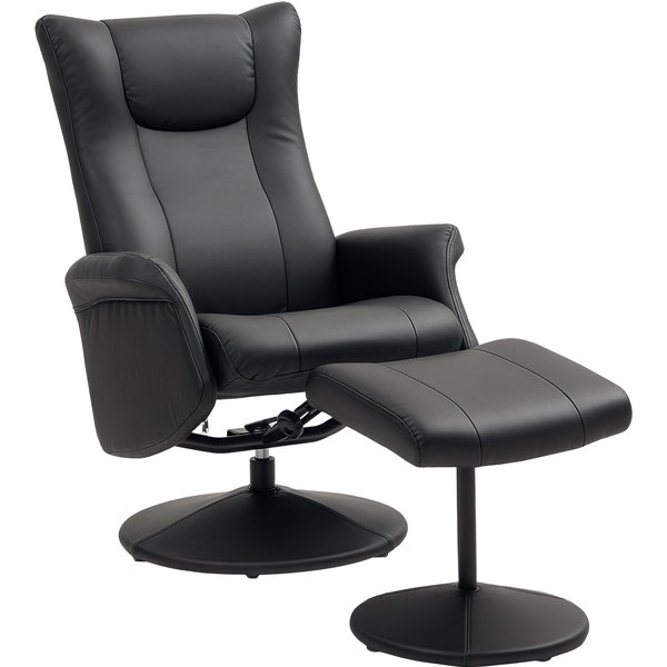 HOMCOM Executive chair with Ottoman, leather-look, swivel, adjustable backrest, up to 150 kg, Black | Aosom Ireland