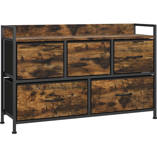 HOMCOM Dresser with Foldable Fabric Drawers, Melamine Wood, Steel Frame, Brown | Aosom Ireland