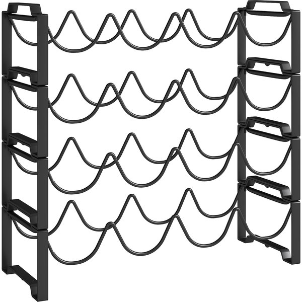 HOMCOM 4-tier wine rack, freestanding rack for 16 wine bottles, metal, black | Aosom Ireland