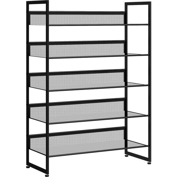 HOMCOM Shoe rack, shoe shelf, shoe stand, 5 shelves, 72 cm x 30 cm x 102 cm, black | Aosom Ireland