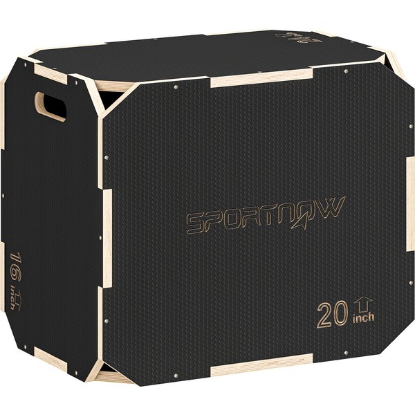 SPORTNOW 3-in-1 Wooden Plyo Box with 3 Different Heights, Handles, No Sharp Corners, Jump Training, 61x51x40.5 cm | Aosom Ireland