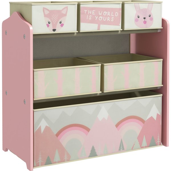 ZONEKIZ children's storage cabinet with 6 fabric bins, cute motif, 63x30x66 cm, Pink | Aosom Ireland
