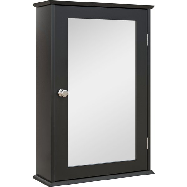 kleankin Badezimmerschrank mit Spiegel und Magnetverschluss, platzsparender Wand-Badschrank aus Holz, 41x14x60cm, Schwarz Aosom