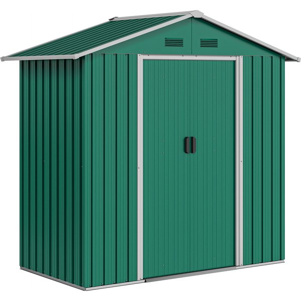 Outsunny 6.5ft x 3.5 ft Metal Garden Storage Shed for Outdoor Tool Storage with Double Sliding Doors and 4 Vents, Green | Aosom Ireland