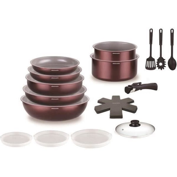 Batterie De Cuisine - Tous Feux Dont Induction - Arthur Martin - AM2503 - Aluminium - 18 Pieces - PoignéE Amovible-image