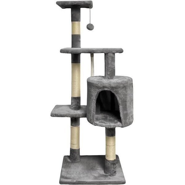 Paloma Arbre A Chat Gris Foncé 40 X 40 X 114Cm - 3 Plateformes, 1 Corde, 1 Niche , Poteaux A Griffer-image