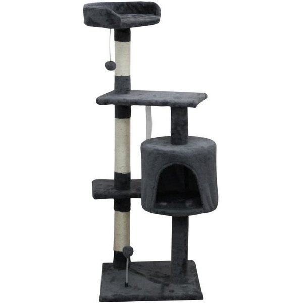 Jasper Arbre A Chat Gris 40 X 40 X 114 Cm -3 Plateformes, 1 Niche, Poteaux A Griffer-image
