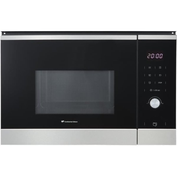 Micro Ondes Encastrable - Continental Edison - CEMO25GINE - Noir Inox L59,5 X H38,8 X P40,1 Cm - 25L-image