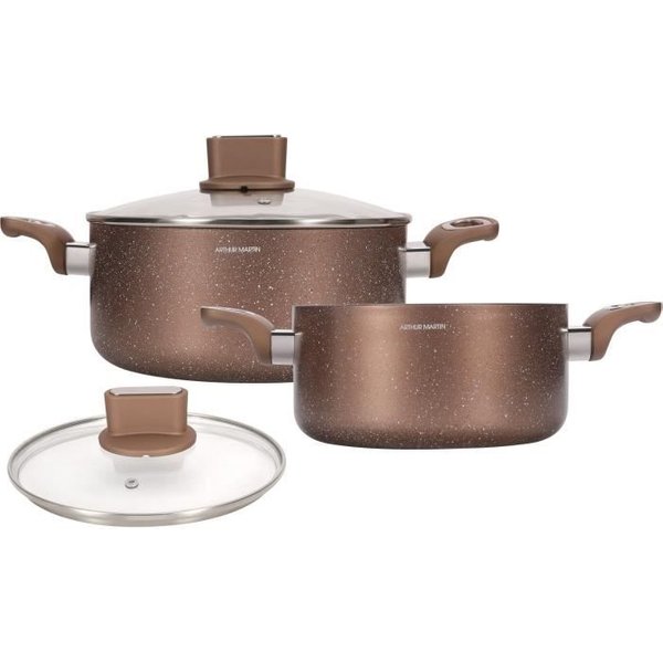 Set De Marmites - Arthur Martin - AM9820 - 20-24 Cm Avec Couvercle En Verre - Aluminium - Tous Feux Dont Induction-image