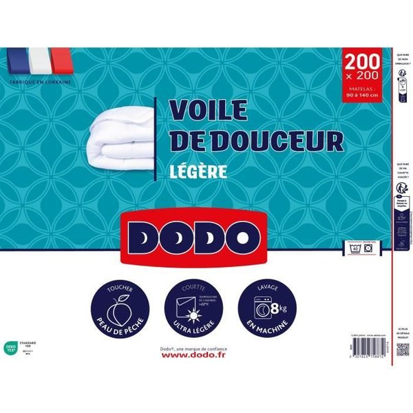 Dodo - Couette Ultra LéGere 100 G/M² - Voile DE Douceur - 200 X 200 Cm - Blanc-image