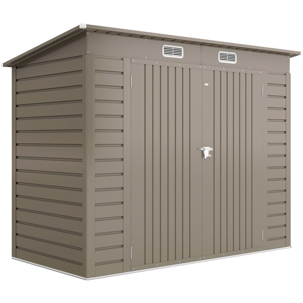 Outsunny Metal Garden Shed – Double Door, 2.7 m² (249×121×166/183 cm), Light Gray | Aosom Ireland
