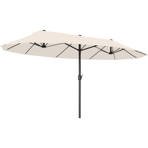 Outsunny 4.6m Garden Parasol Double-Sided Sun Umbrella Patio Market Shelter Canopy Shade Outdoor Beige | Aosom Ireland
