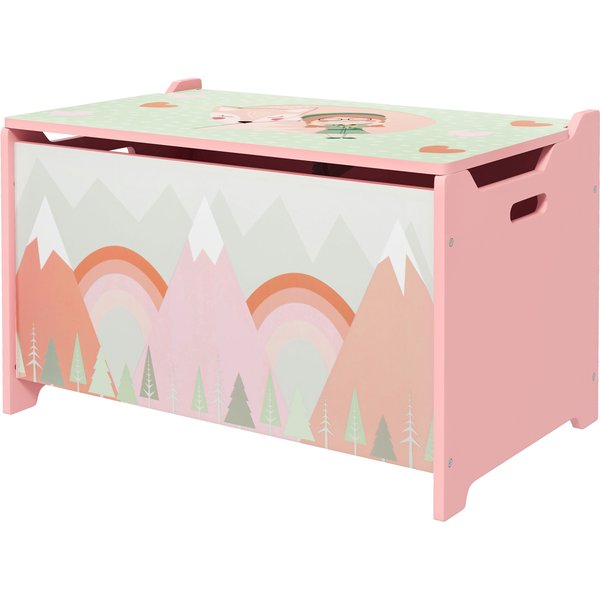 Zonekiz Coffre De Rangement Enfant 60 X 37 X 39 Cm – Couvercle à CharnièRe SéCurité, Motif Animal, Rose-image