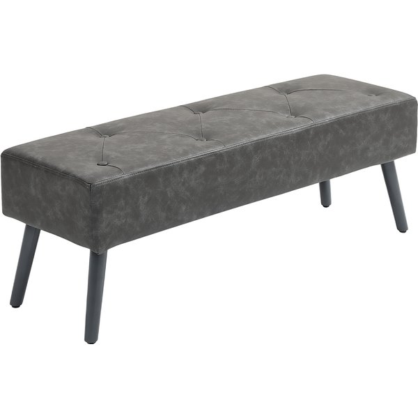 HOMCOM Sitzbank 114 x 38 x 42 cm, gepolstert, Kunstleder, Holzbeine, bis 220 kg, Grau Aosom
