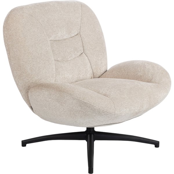 Homcom Fauteuil Rembourré Pivotant, Fauteuil D'appoint Avec Rembourrage En Ouate Pp, RevêTement En Tissu, Base En Acier, Blanc CrèMe-image