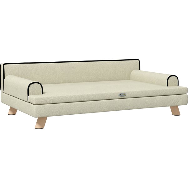 Pawhut Canapé Pour Chien Chat Design Scandinave Coussin Moelleux Amovible Pieds Bois Massif 100 X 62 X 32 Cm Beige-image