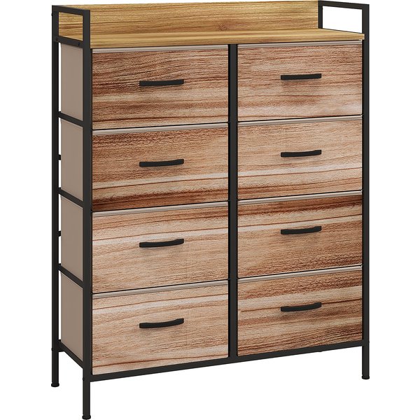 Homcom Meuble De Rangement Commode 8 Tiroirs En Tissu Amovibles, éTagèRe SupéRieure Et Cadre Acier 79L X 29L X 101H Cm-image