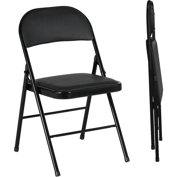 Homcom Lot De 2 Chaises Pliantes Chaises De Salle à Manger Portables Cadre En Acier Dim. 45L X 46P X 78H Cm Noir-image