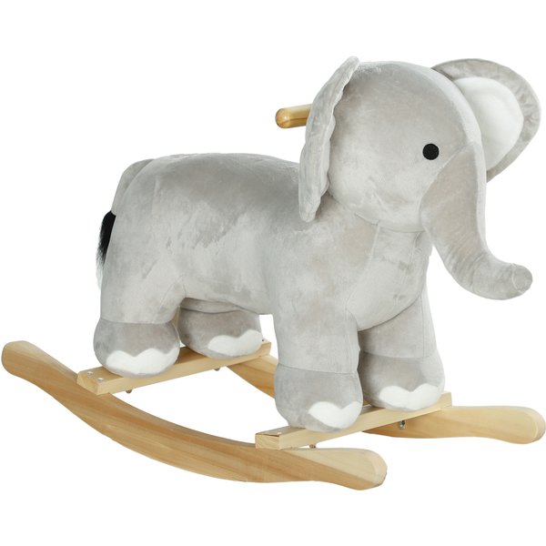 Aiyaplay Cheval à Bascule Pour Enfant, Jouet à Bascule En Peluche, En Forme D'éLéPhant, à Effets Sonores, Avec PoignéEs, Gris-image