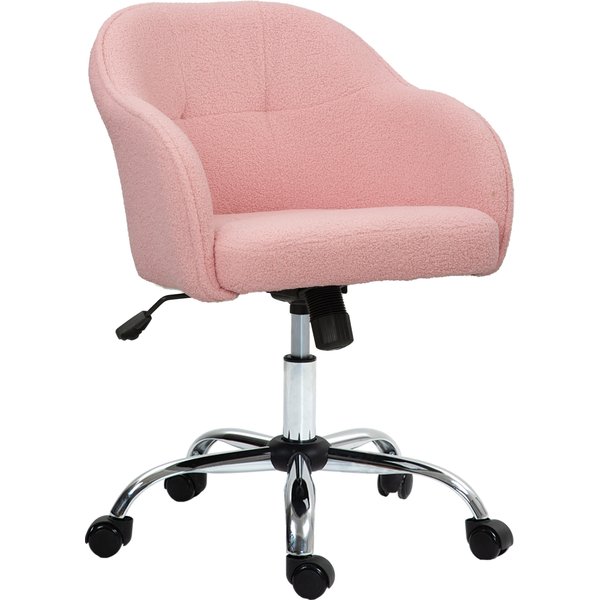 Homcom Chaise De Bureau, Fauteuil De Bureau Ergonomique, Hauteur RéGlable, Assise Et Dossier RembourréS, Rose-image