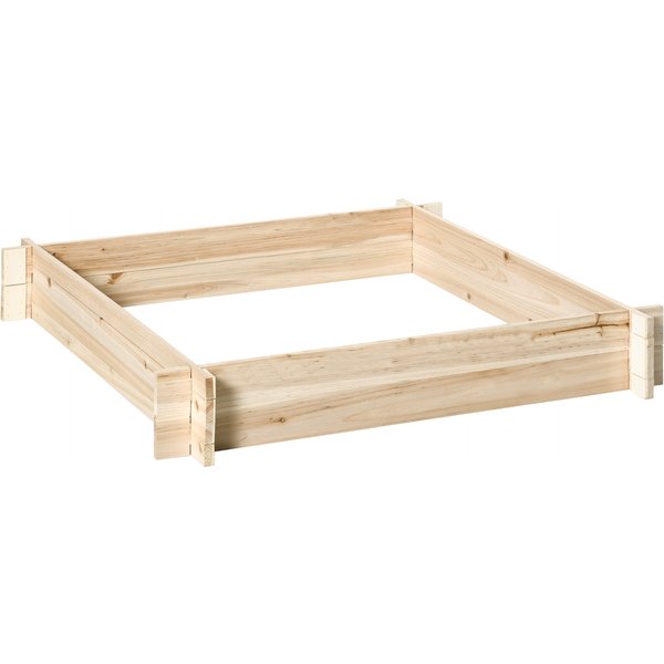 Outsunny JardinièRe En Bois Carré Potager De Jardin Sans Fond Facile à Assembler 100 X 100 X 16 Cm En Bois Massif Bois Naturel-image