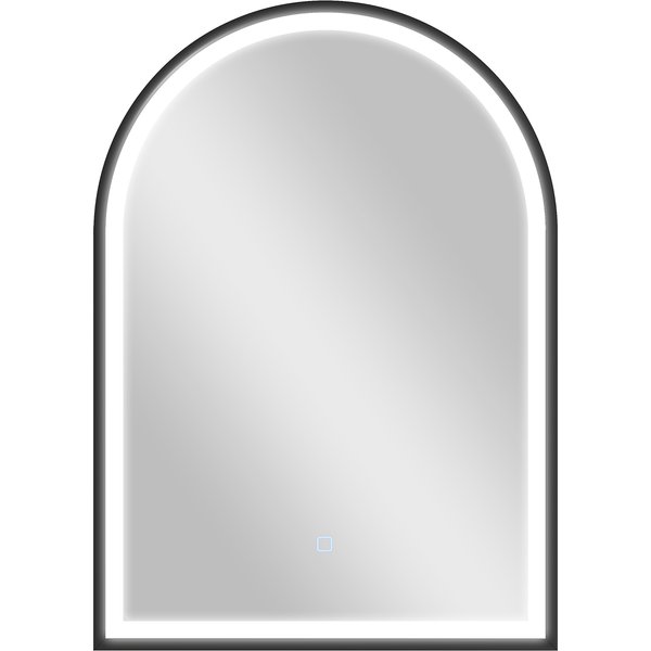 HOMCOM Badezimmerspiegel mit Beleuchtung 50 x 70 cm, gebogener LED-Spiegel, Anti-Beschlag, 3 Lichtfarben, dimmbar, Speicherfunktion, Hintergrund- und Frontbeleuchtung, gehärtetes Glas, Touch-Schalter, IP44, schwarz Aosom