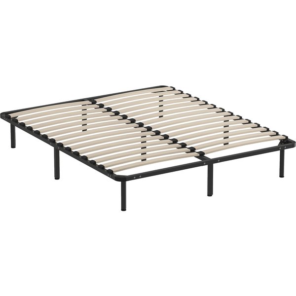 HOMCOM Bettgestell 160 x 190 cm, Doppelbett aus Massivholz mit Lattenrost und Füßen, 26 cm Höhe mit Stauraum darunter, kein Boxspring erforderlich, einfache Montage, schwarz Aosom