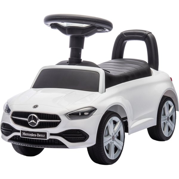 Aiyaplay Voiture Pour Enfants Licence Mercedes Benz Avec Klaxon Et Rangement, 65X28X39 Cm, Blanc-image