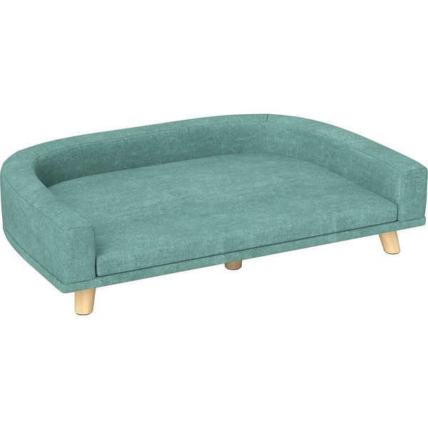 Pawhut Canapé Pour Chien Grand Lit SuréLevé Pour Chien Coussin Lavable Cadre En Bois Tissu Polyester 98 X 67 X 25 Cm Vert Clair-image