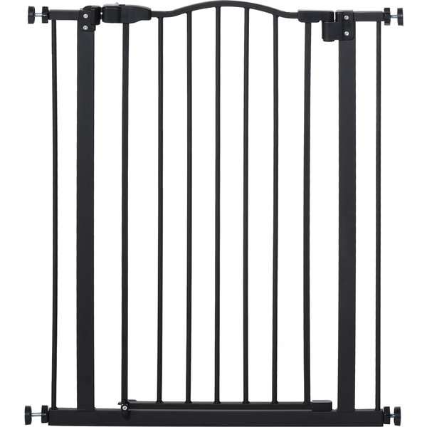 Pawhut BarrièRe De SéCurité Pour Chien Extensible 74-80 Cm Fermeture Automatique Fixation Par Pression Sans Percer Noir-image
