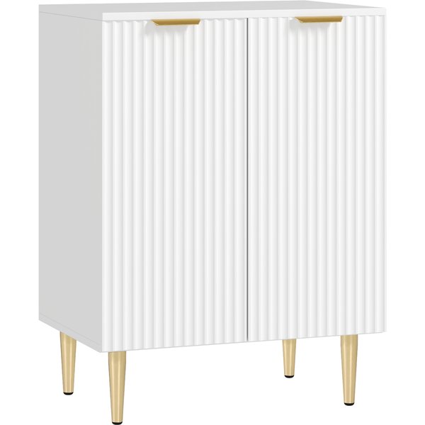 Homcom Buffet Cuisine Meuble De Rangement Avec 2 Portes éTagèRe RéGlable Pieds MéTalliques SuréLevéS 60 X 40 X 80 Cm Blanc-image
