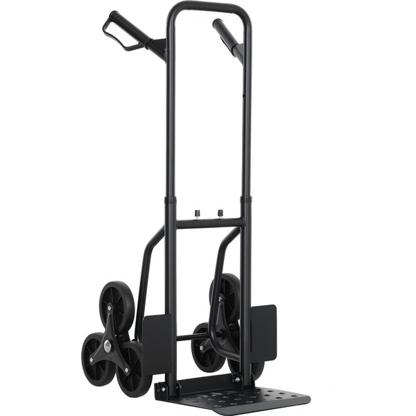DURHAND Treppenkarre faltbar 120 kg 6 Räder, robuste Stahl-Sackkarre mit Teleskopgriffen, Transportkarre für Lager, Flughafen, sperrige & schwere Gegenstände, schwarz Aosom