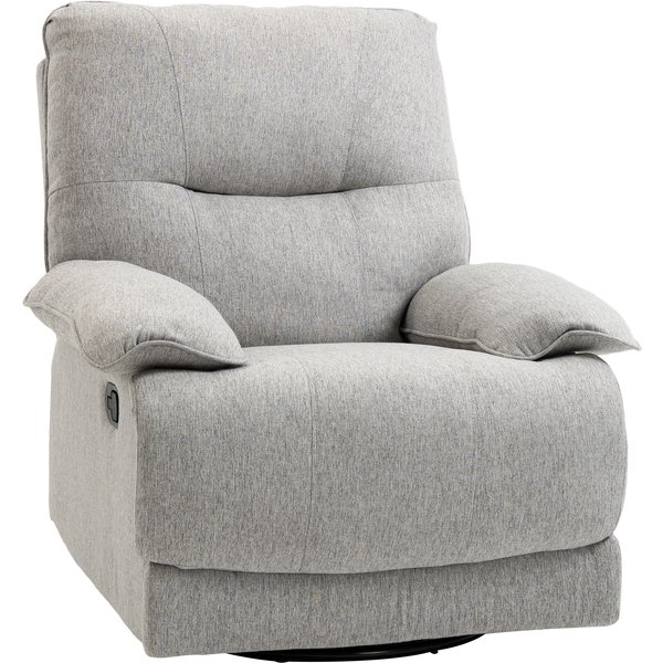 Homcom Fauteuil De Relaxation Inclinable Manuellement Avec Repose-Pied Ajustable Tissu Aspect Lin Gris Clair-image