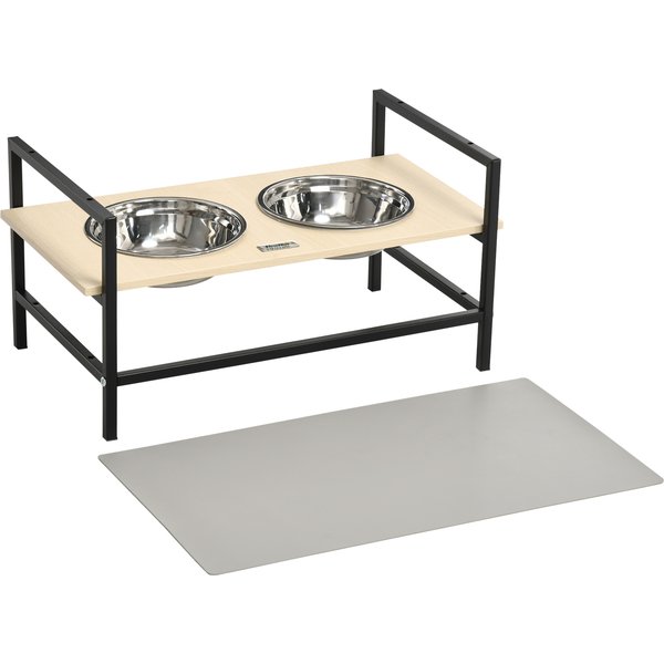 Pawhut Gamelle Chien SuréLevéE Double Porte-Gamelle Avec 2 Bols Amovibles En Acier, Hauteur RéGlable 11/21,5/32 Cm Et 1 Tapis-image