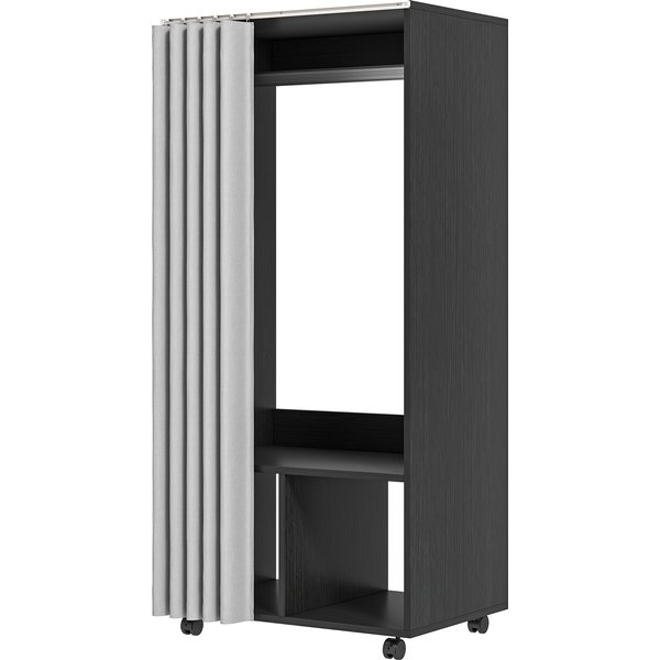 Homcom Armoire Penderie Armoire De Rangement Mobile Avec Rideau, Panneaux De Particules, Tringle De Suspension, Noir-image