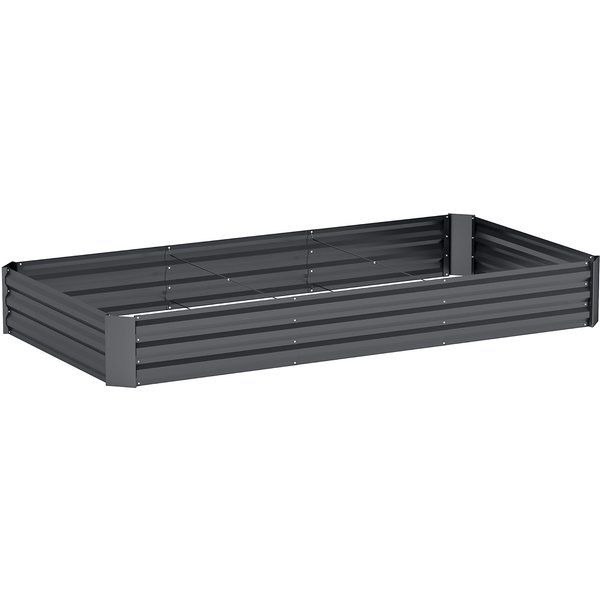 Outsunny JardinièRe ExtéRieure Carré Potager GalvaniséE Avec Bordure De SéCurité Et Fond Ouvert 240 X 120 X 30 Cm Gris Foncé-image