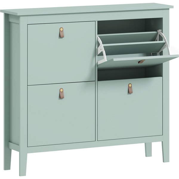 HOMCOM Schuhschrank für 20 Paar, schmaler Schuhschrank mit 4 klappbaren Schubladen, verstellbare und abnehmbare Einlegeböden, moderner Stil, für Flur und Eingangsbereich, 105 x 24 x 95,5 cm, grün Aosom