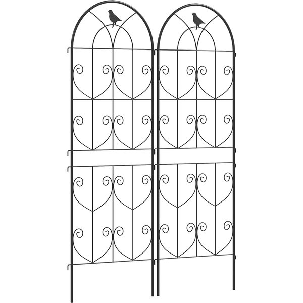 Outsunny Set of 2 Garden Trellis, Metal Fence Panels for Climbing Outdoor Plants, Flowers, 150 x 50cm