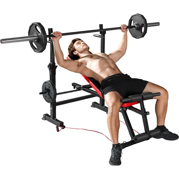 SPORTNOW Weight Training Bench 420 kg Capacity with Bar Support and Adjustable Backrest for Home Gym Training | Aosom Ireland