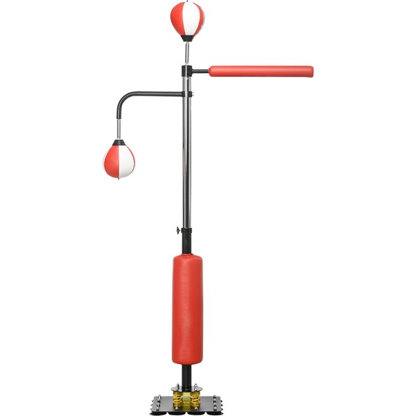 SPORTNOW Punching Bag Stand, two Speedballs, rotatable punching bar, kick pad, height-adjustable, steel, 107 x 36 x 140-205cm | Aosom Ireland