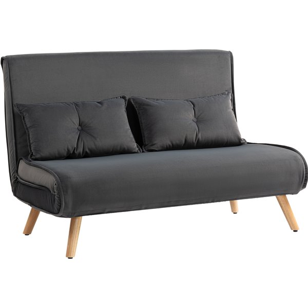 HOMCOM 2-seater sofa bed, sofa bed, convertible couch, adjustable backrest, fabric upholstery, metal frame, Grey | Aosom Ireland